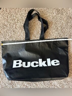 Buckle XL Reusable Black Tote with White Logo